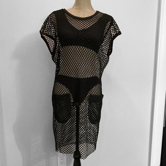 Joeffer Caoc Black Fishnet Coverup Dress - Picture 2 of 13